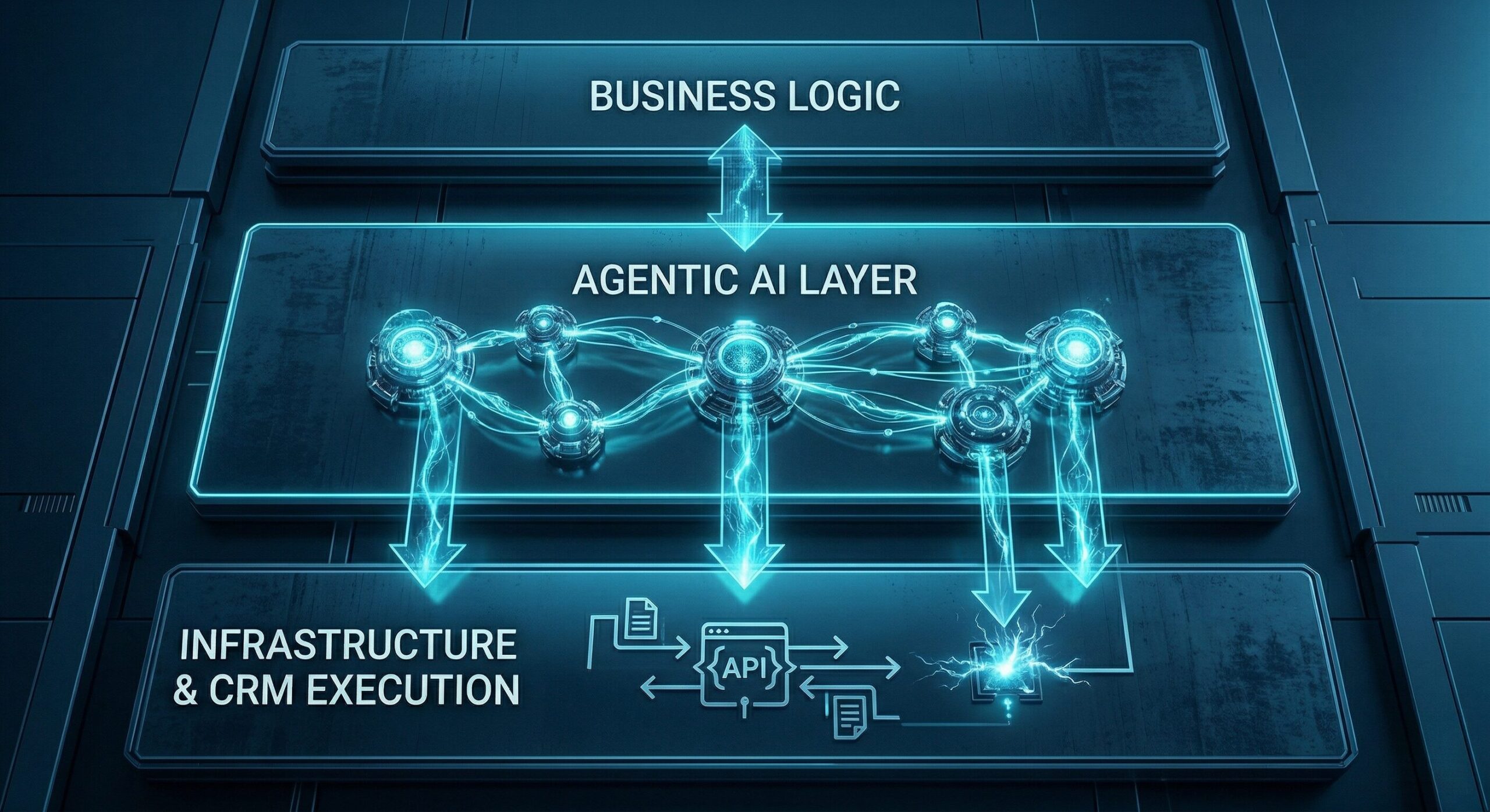 Agentic AI Layer Architecture connecting Business Logic to Infrastructure
