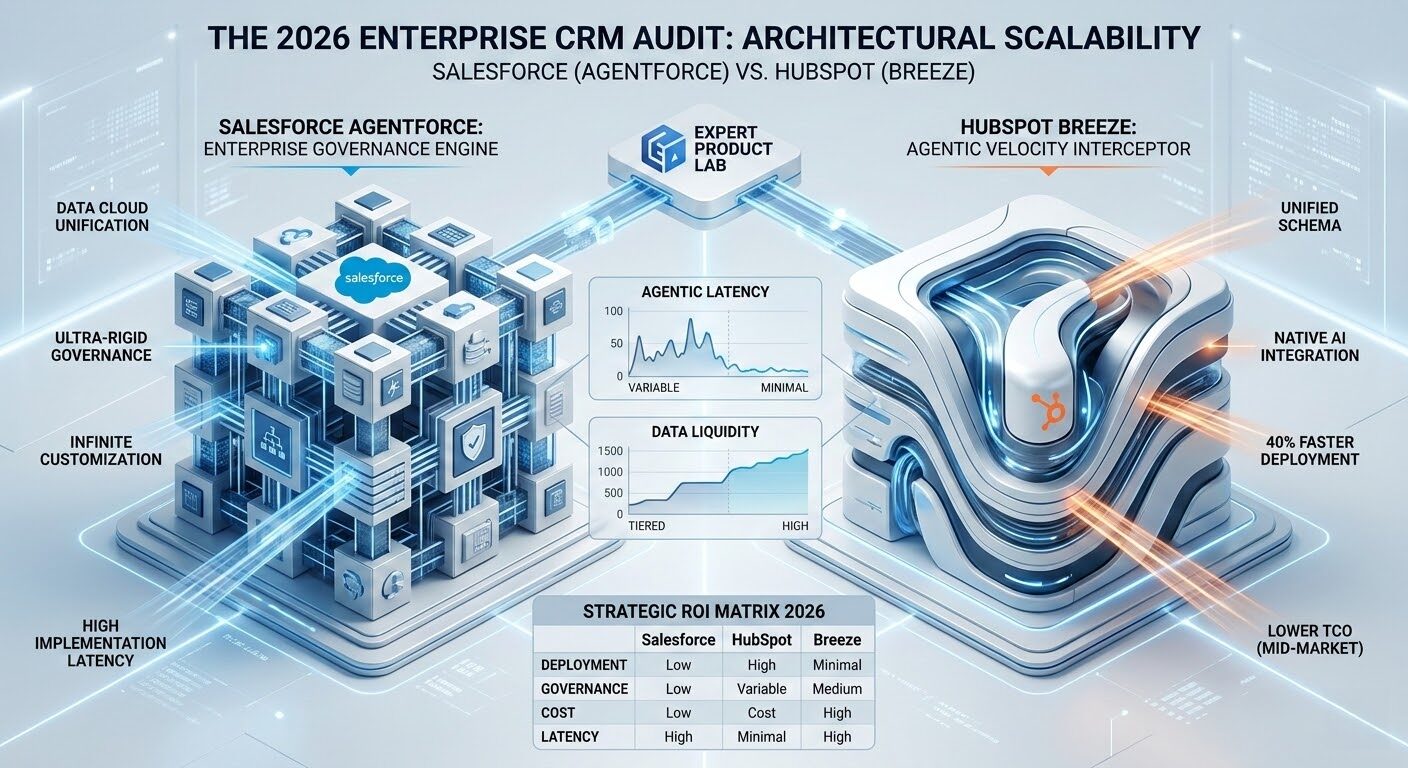 Read more about the article The 2026 Enterprise CRM Audit: Salesforce (Agentforce) vs. HubSpot (Breeze)