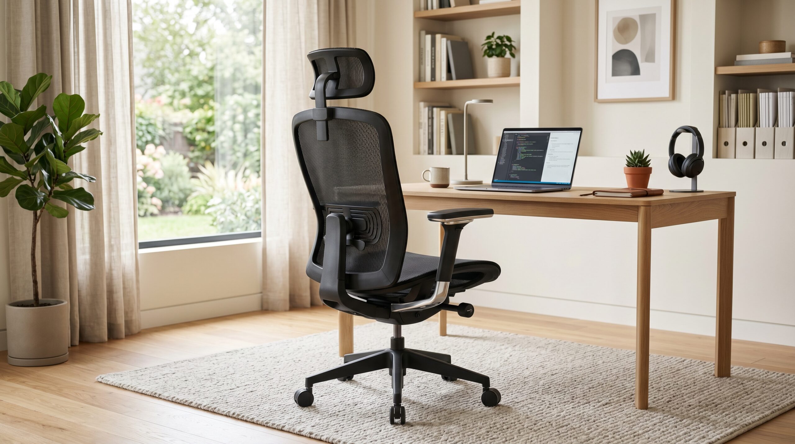 Ergonomic chair in a modern founder home office
