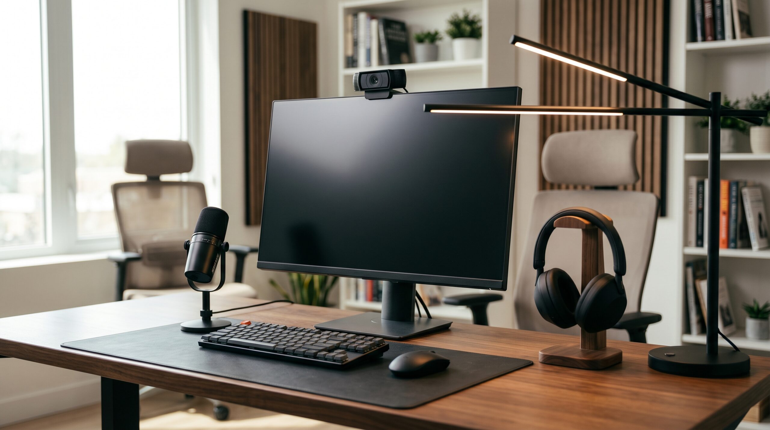 Home office audio and video setup for client calls