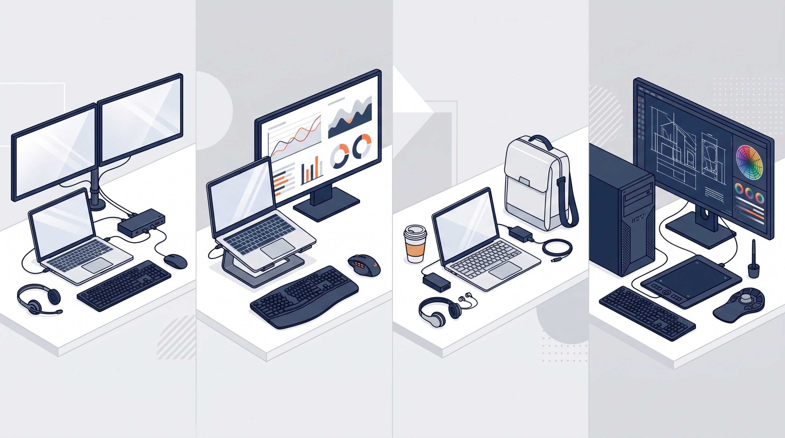 Four enterprise hardware profiles for knowledge workers, analysts, mobile staff, and technical specialists.