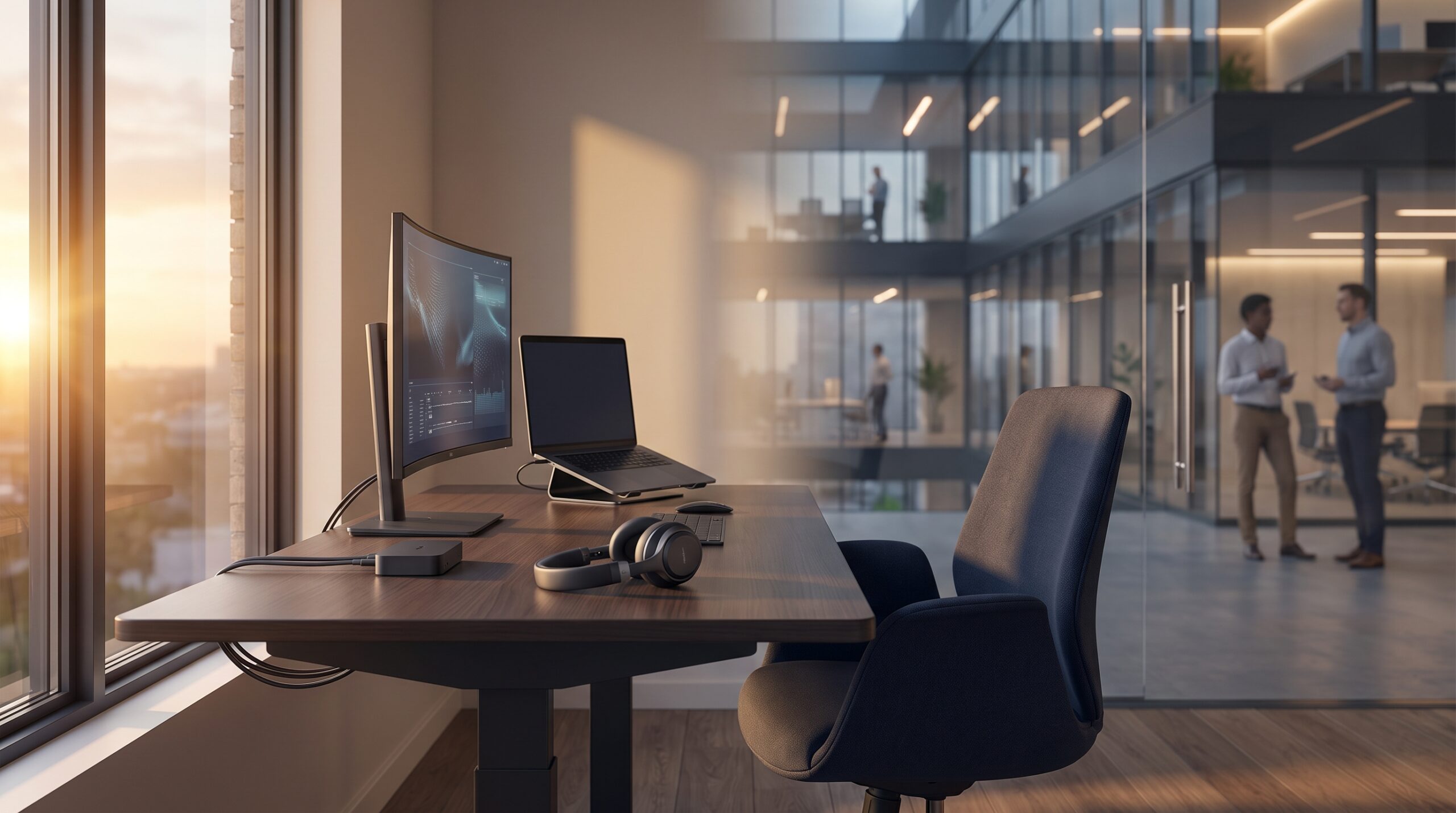 Organized home office representing a reliable and productive hybrid work environment.